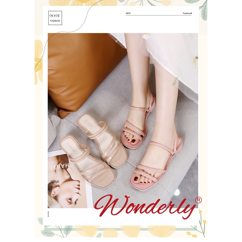 Wonderly Sandal Tali Wanita Wedges 713-1 PVC