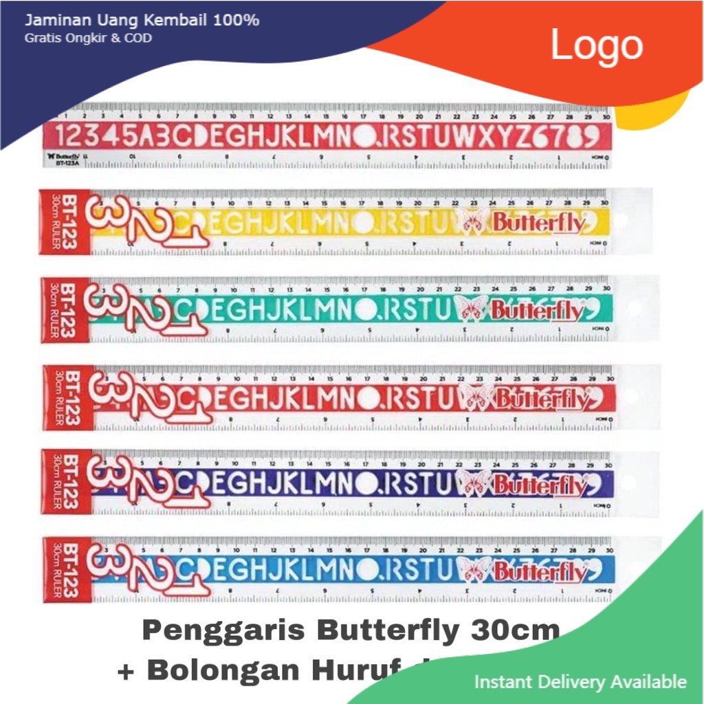 

Penggaris Butterfly 30cm BT-123 UN/Ruler 30 cm (Grosir 12pc @2.750)