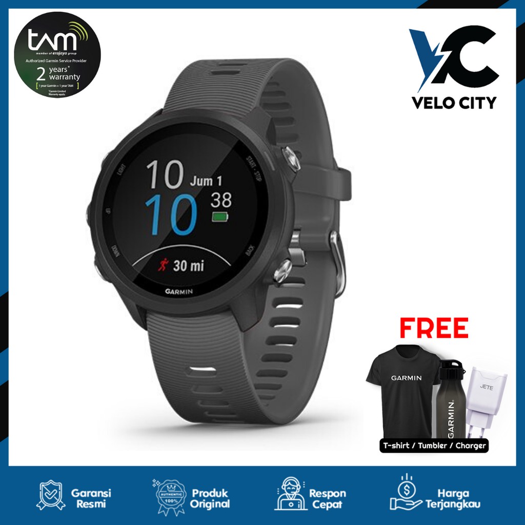 Garmin Forerunner 245 slat grey non music Garansi Resmi TAM 2 Tahun