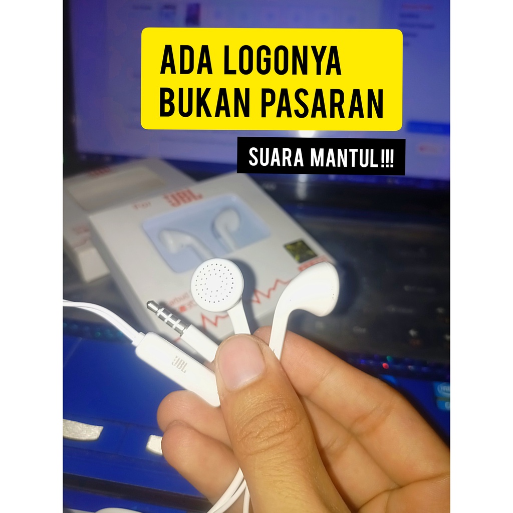 Headset Kabel Tanpa Karet All Brand HP Warna Putih Buat Telponan dan Dengar Musik ORI 99% Merek HP Terkenal Branded Handsfree Non Karet