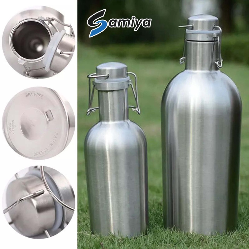 beer growler stainless steel double wall / botol tempat minum barrel penyimpan fermentasi / nitro coffee cold brew bottle airtight seal homebrew