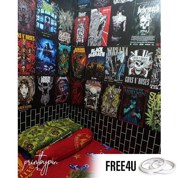 (PART 1) Poster Band Metal Rock A3 A4 - Poster Dinding Aesthetic - Dekorasi Kamar Tidur - Poster Ban