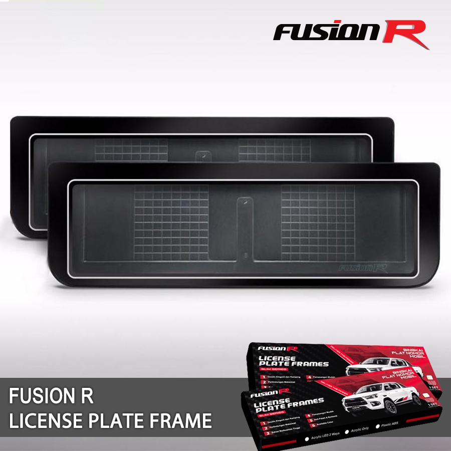 Tempat Plat Nomor Mobil Mika Acrilic Frame Plat Nomor Mobil Dudukan Plat Nomor FUSION R Slim Design SET DEPAN BELAKANG