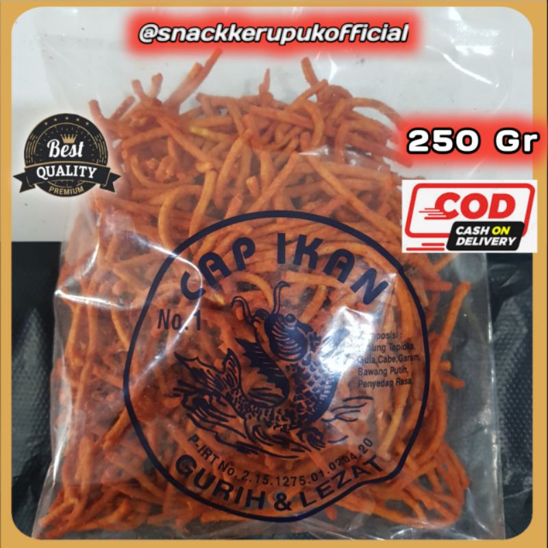 

Snack Kerupuk Mie Lidi Ori Cap Ikan Keripik Pedas Balado 250 Gr