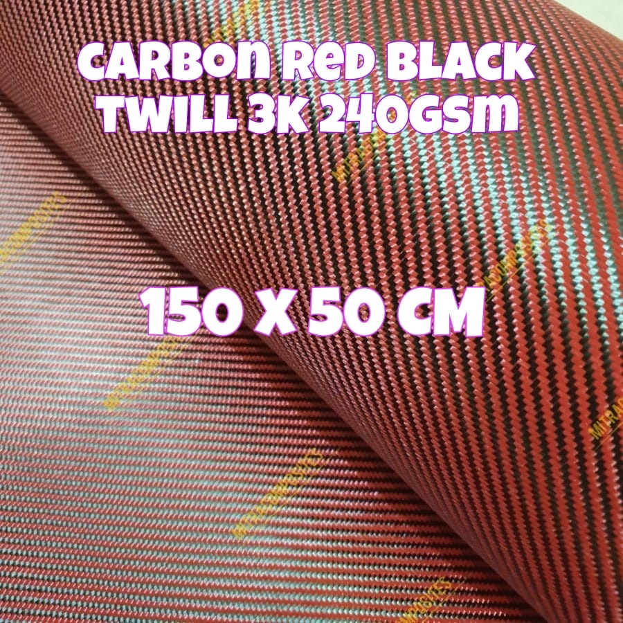 Serat 3K Carbon Karbon Kevlar Hybrid Fiber Fabric Twill 240 gram