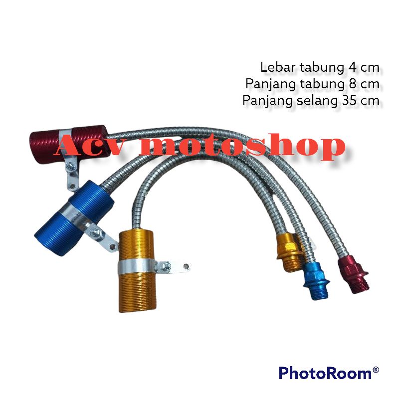 Tutup oli tabung cnc selang crome stainles panjang 35cm tabung besar plus breket cnc almunium honda yamaha universal