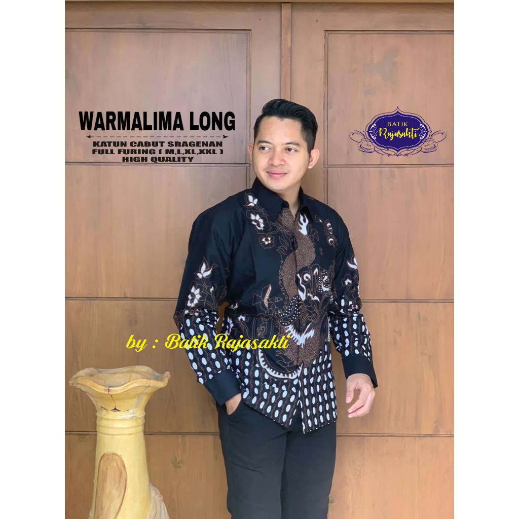 WARMALIMA LONG Kemeja Batik Pria Lengan Panjang Katun Halus FULL FURING Rajasakti