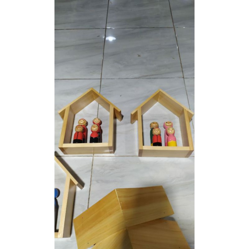 Hiasan Dinding /Hiasan Rumah &amp; Boneka Kayu Lukis 1 Set Isi 4