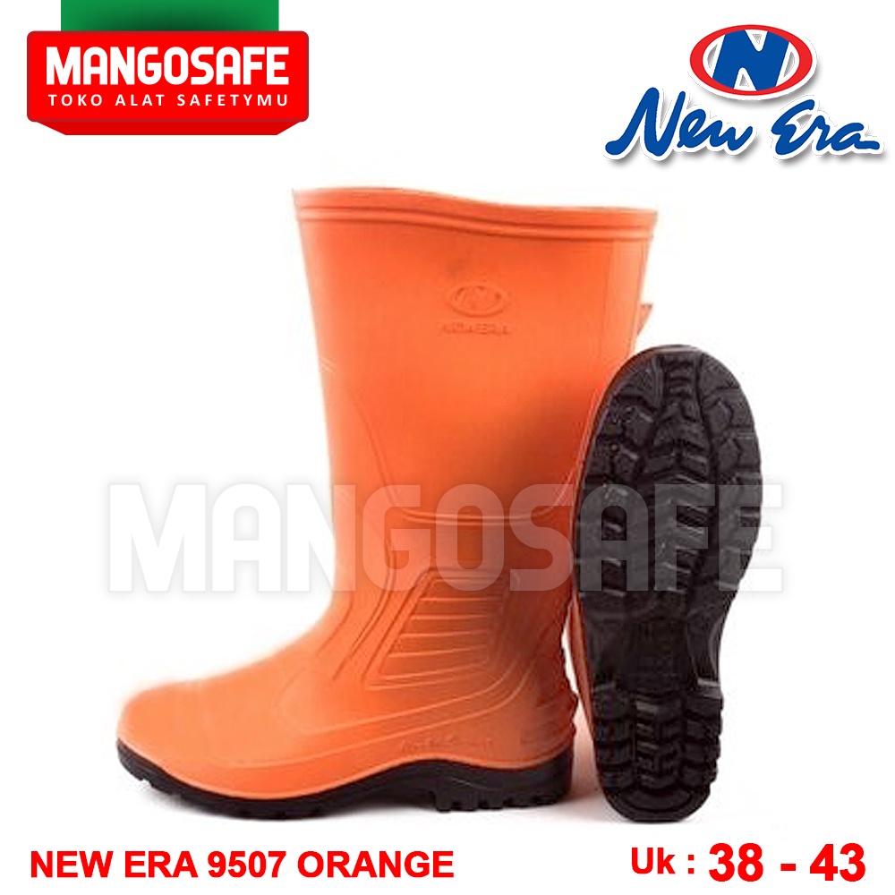 NEW ERA 9507 Orange / Sepatu Karet NEWERA PVC Boot Tinggi Panjang Oren / Sepatu Boot Hujan Anti Air 