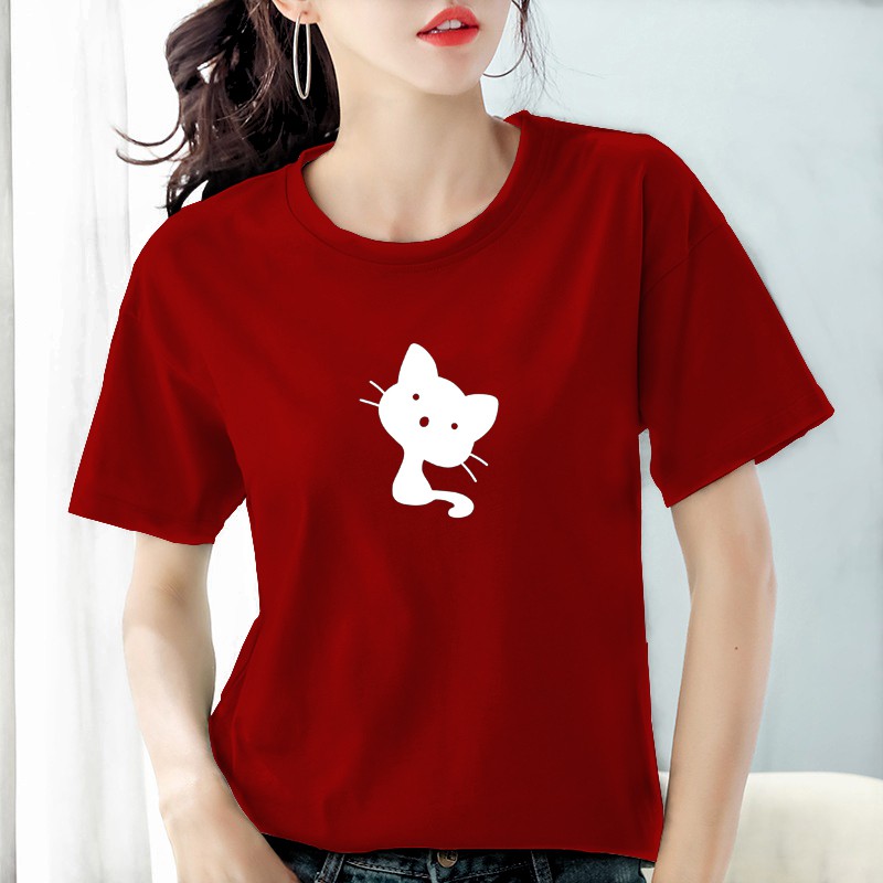 Kaos Wanita Cotton combed 30s Kucing / Baju wanita cotton combed 30s / Kaos polos wanita Bee088