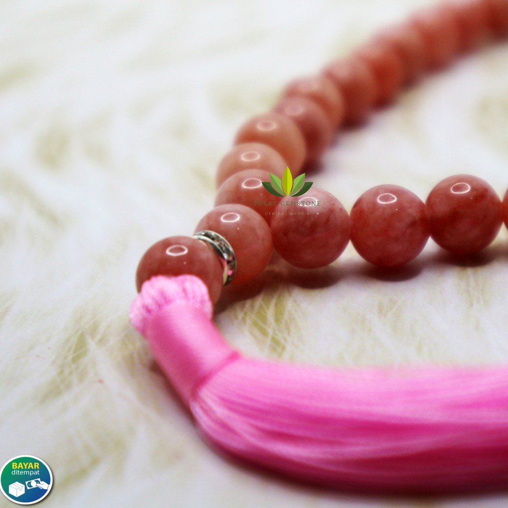 Tasbih Giok Pink Burma 33 Butir Natural