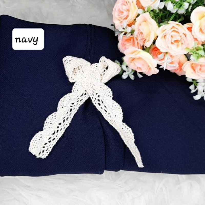 READY STOCK Hijab instan segitiga renda JIilbab Instan Segiempat Jilbab Instan Segitiga pita-Navy