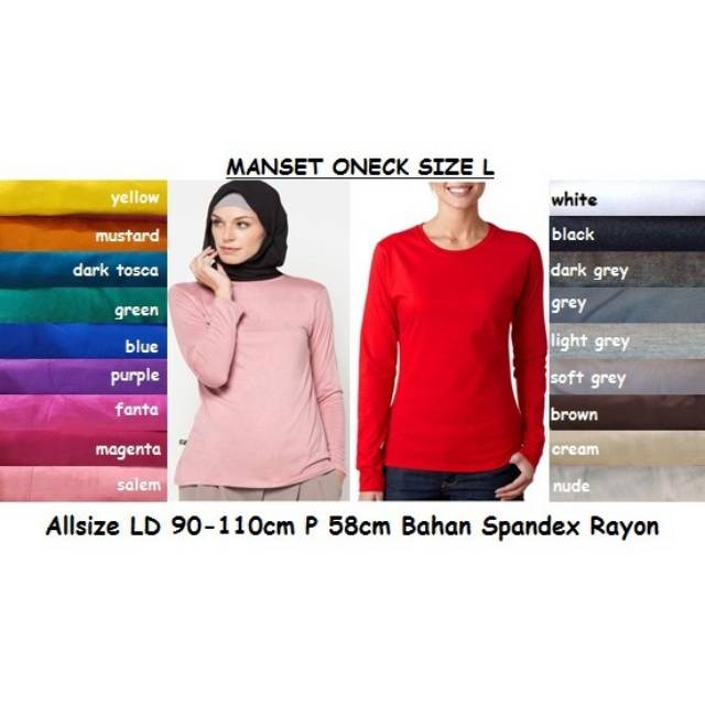 Manset Oneck Size L Dalaman Deker Kaos Lengan Panjang 