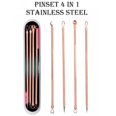 Pinset Alat Pencabut Set Pengangkat Pencetan Komedo Jerawat Blackhead Remover Kit Stainless Steel facial kecantikan