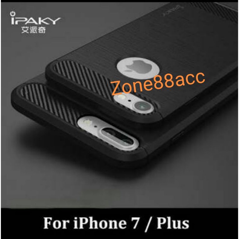 Silicon Case Iphone 7 8 Plus 7Plus 8Plus Softcase iPAKY Carbon Casing Cover TPU Silikon Soft Jelly elegan pelindung belakang handphone