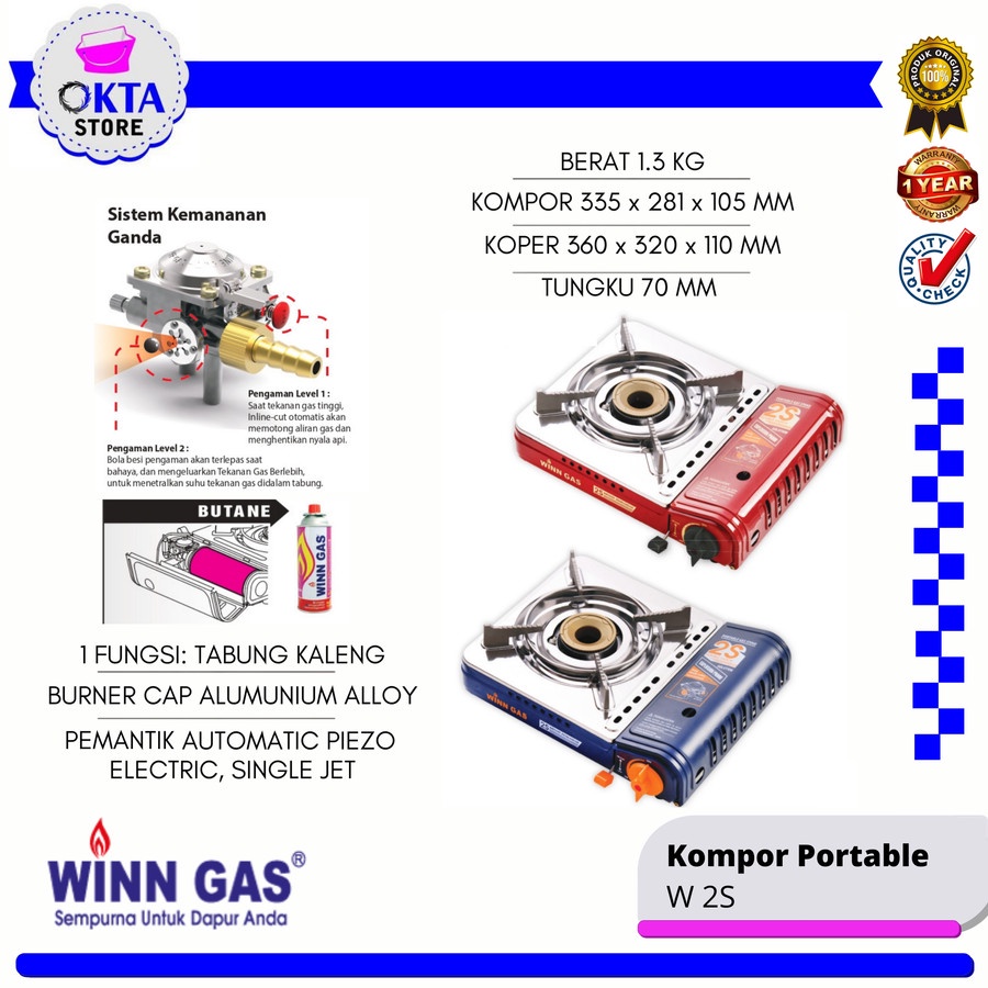 Winn Gas Kompor Portable Kompor Camping 1 Fungsi W2S