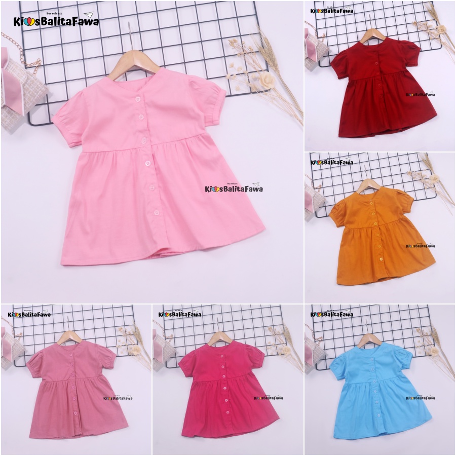 Dress Allysa uk 1-4 Tahun / Baju Polos Lengan Pendek Anak Perempuan Cewek Adem Atasan Tunik