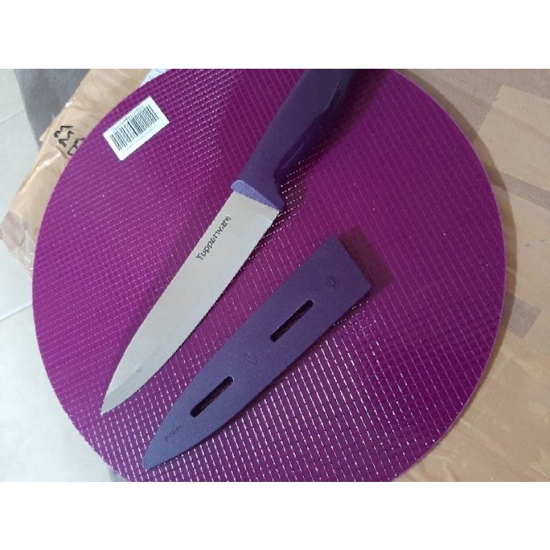 pisau tupperware set ungu + talenan set  ( 2 pcs)