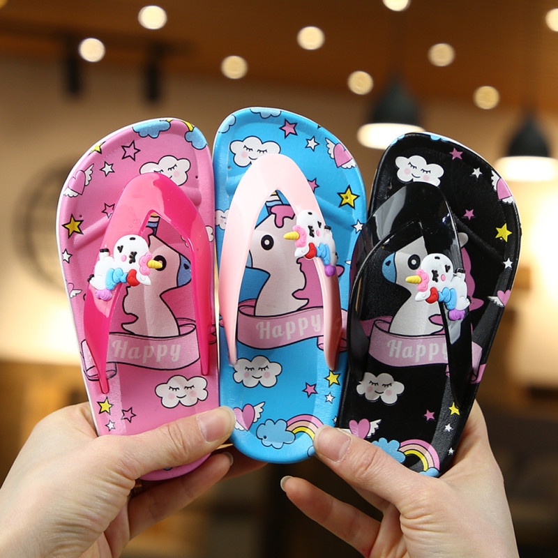 HappyOliver SANDAL JEPIT UNICORN Sandal Japit Anak Perempuan Bahan Karet Model Lucu 0-5 Tahun Import