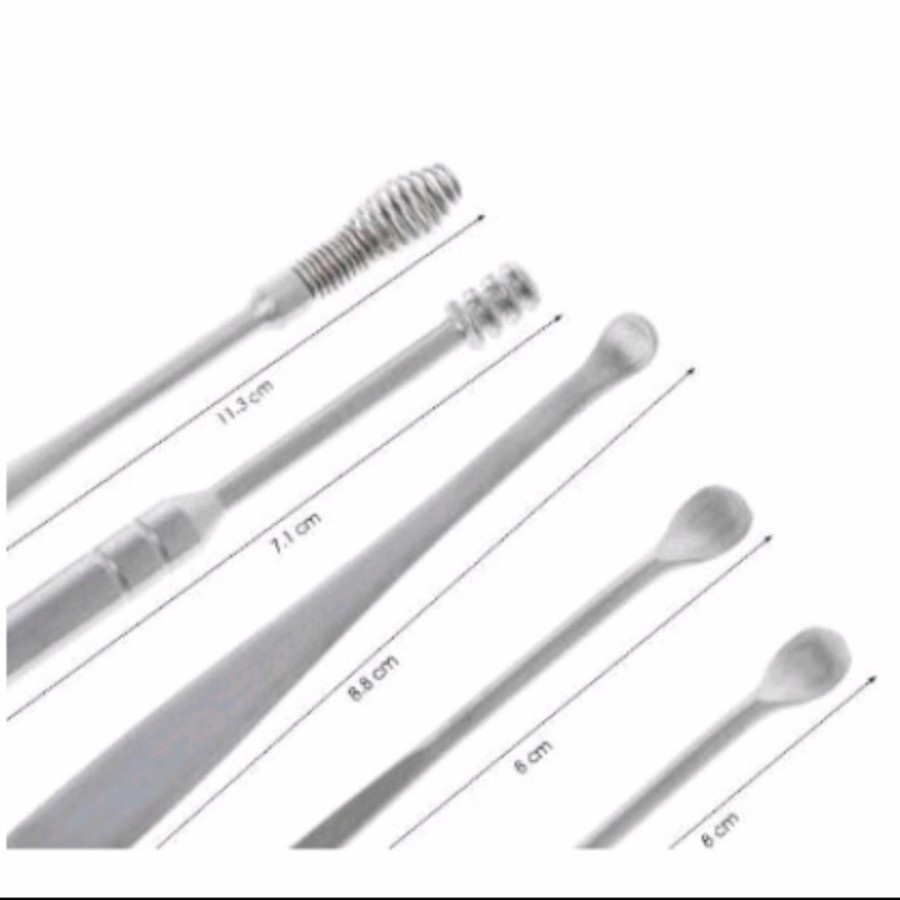 alat pembersih telinga korek kuping stainless steel ear cleaner kotoran set isi anti karat wax besi