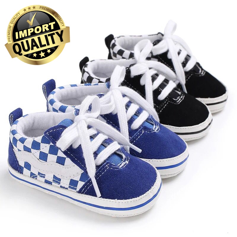 Sepatu Bayi Laki Laki Import Premium Sepatu Baby Cowok Fashion Motif Vans Sepatu Prewalker Anak Bayi Kualitas Premium Import Usia 0 - 18 Bulan