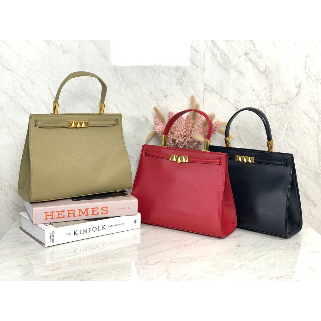 TAS | BAG | WANITA | CK773 | METALLIC PUSH-LOCK TRAPEZE BAG | PREMIUM IMPORT