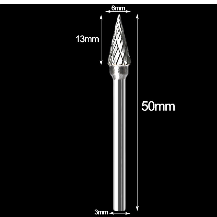 Mata Bor Tungsten Carbide Cone Spiral 1/8 Inch 10 PCS - JG8 - Silver