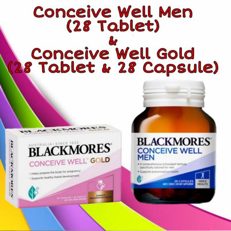 blackmores conceive well men + conceive well gold/vitamin kesuburan/vitamin rahim/blackmores promil