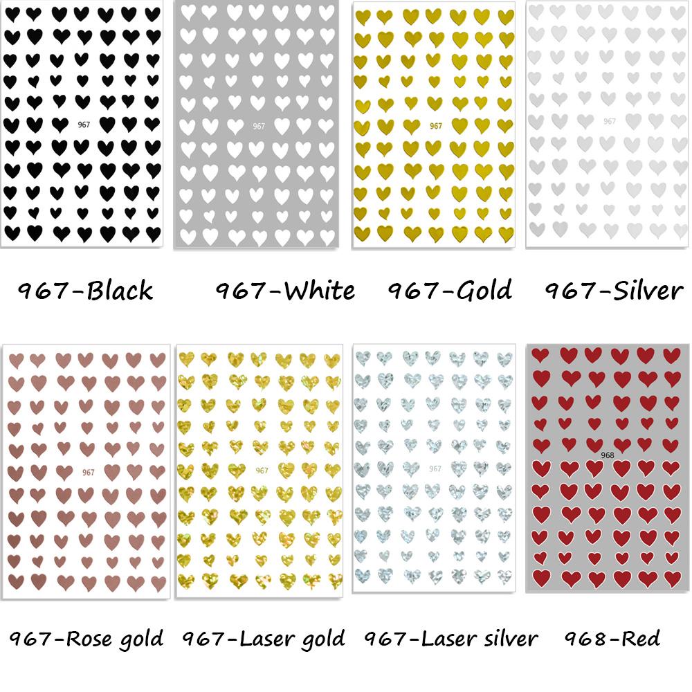 Stiker Kuku Motif Hati Warna Emas Silver Untuk Dekorasi Nail Art