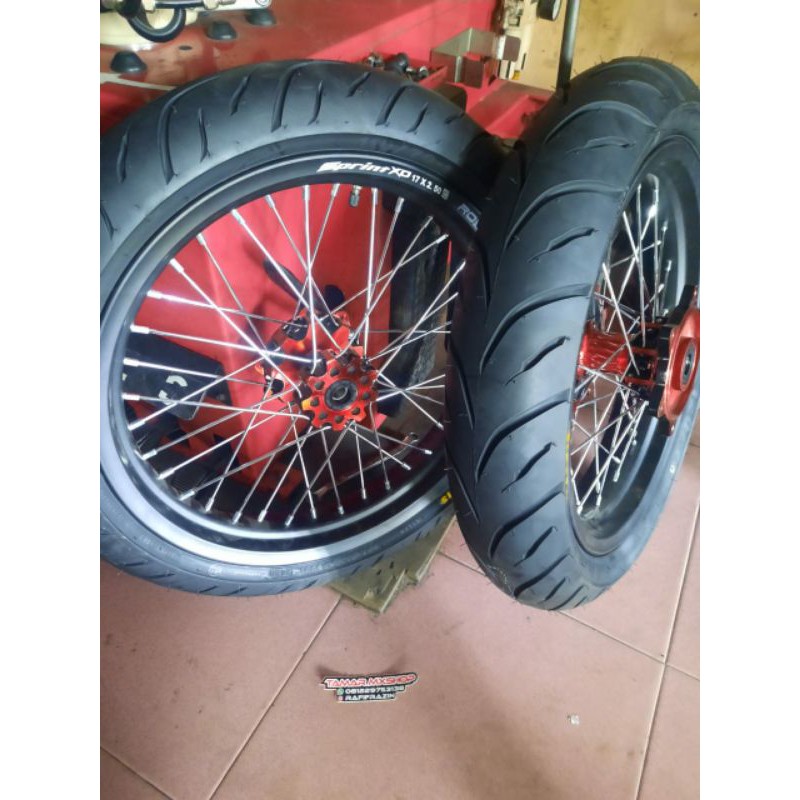 VELG SET SUPERMOTO CRF 250/300 BAN MAXXIS FULL BARU