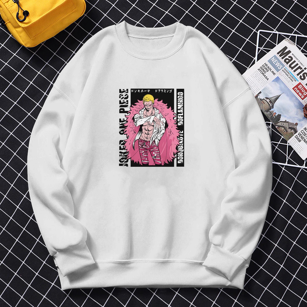 Best Seller Terlaris Sweater Basic Crewneck Anime Doflaminggo One Piece Pria Wanita M-Xxl A29