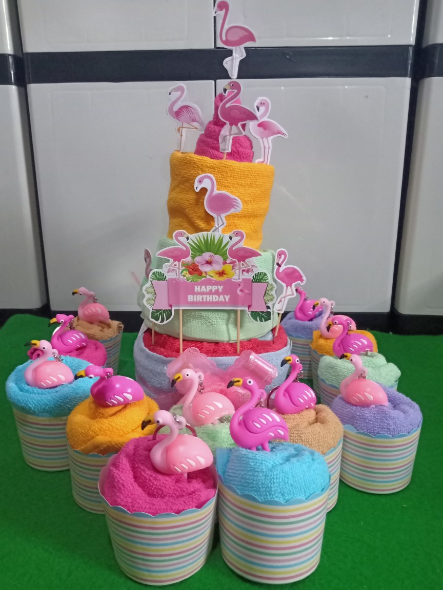 Topper Cake/cupcake Tambah Nama, Hiasan Kue Ulang Tahun, Motif Flamingo