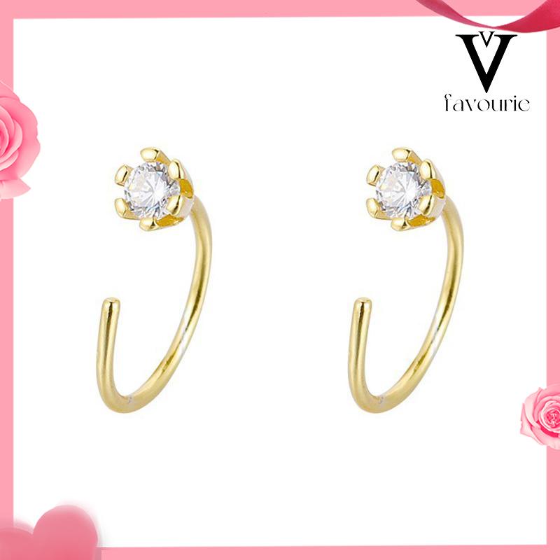 [COD]Anting Zirkon Temperamen Fashion Wanita Tidur Gratis Melepas Anting-Anting Trendi Yang Indah-FA