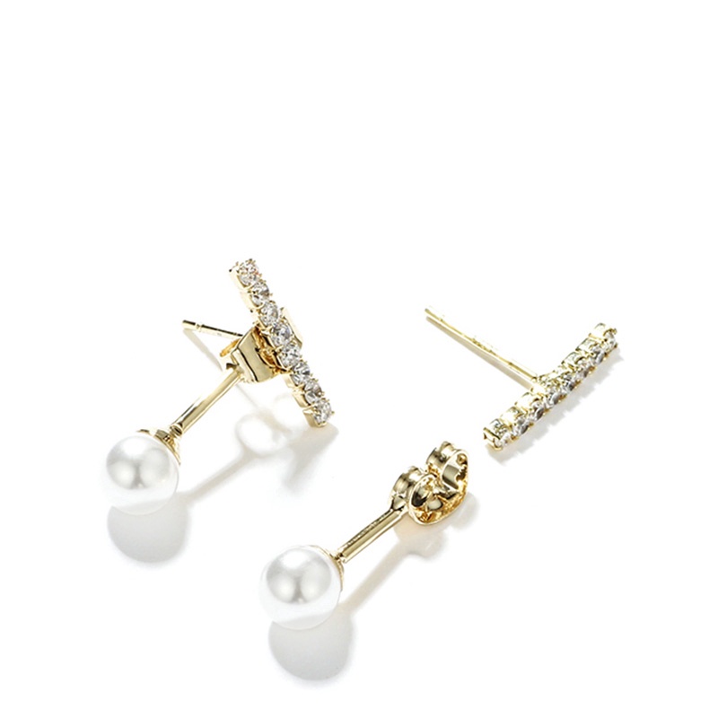 Anting 925 Silver Needle Hias Mutiara Berlian Imitasi Gaya Korea Untuk Perempuan