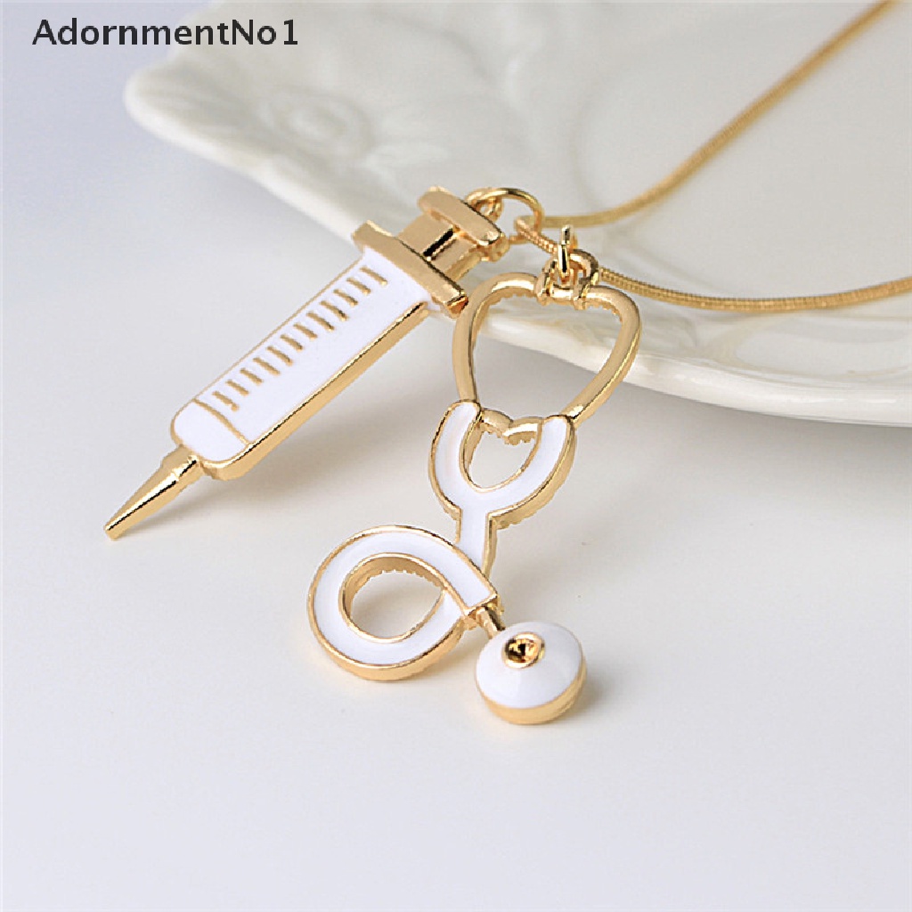 (AdornmentNo1) Kalung Rantai Dengan Liontin Stetoskop Bahan Alloy Untuk Wanita