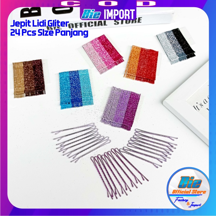 24 Pcs Jepit Lidi Gliter Premium Impor Best Seller