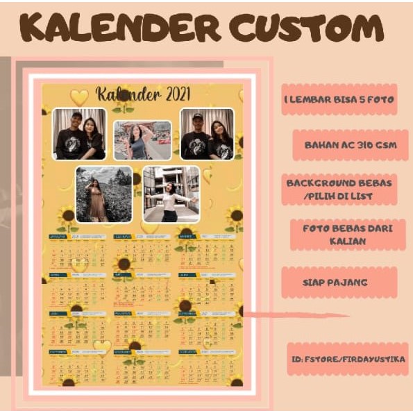 

SALLE ! CETAK KALENDER 2021 CUSTOM PAKAI FOTO SENDIRI !