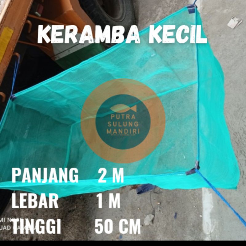K2105 Keramba hapa 2m x 1m x 0.5m ikan burayak larva anak kain kasa hijau siap pakai tali tambang