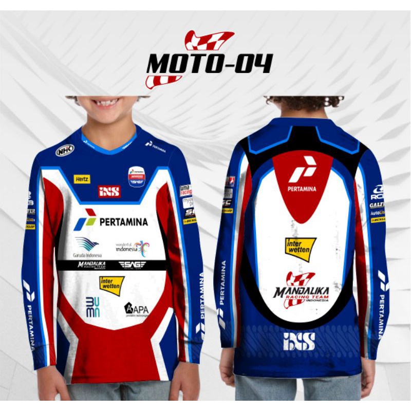 Baju kaos Mandalika Jersey motogp Mandalika pertamina group Anak lengan panjang