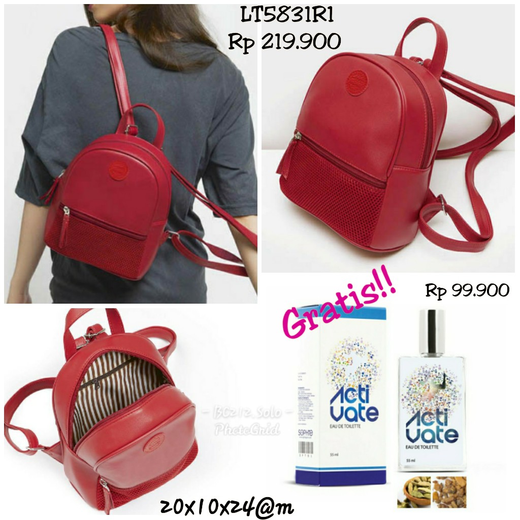 TAS RANSEL SOPHIE MARTIN LOULOU LONDON ELLA RED LT5831R1 ORI PROMO RANSEL MERAH FREE PARFUM