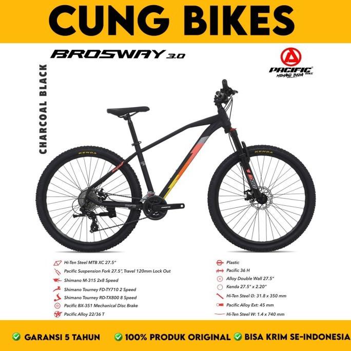 SEPEDA GUNUNG 27.5 INCH MTB PACIFIC BROSWAY 3.0 16 SPEED SHIMANO FDGDF34545