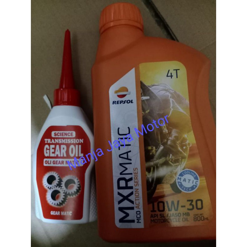 oli Repsol matic 800ml SAE 10-30W + gardan 120ml for mio smile/freego/Beat/Vario/X-Ride/scoopy