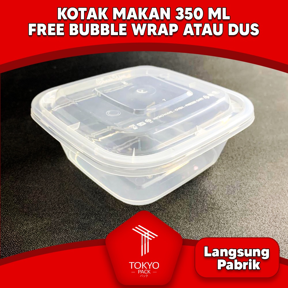 KOTAK MAKAN PERSEGI 350ML - BOX THINWALL FOOD CONTAINER - 25 PCS MURAH