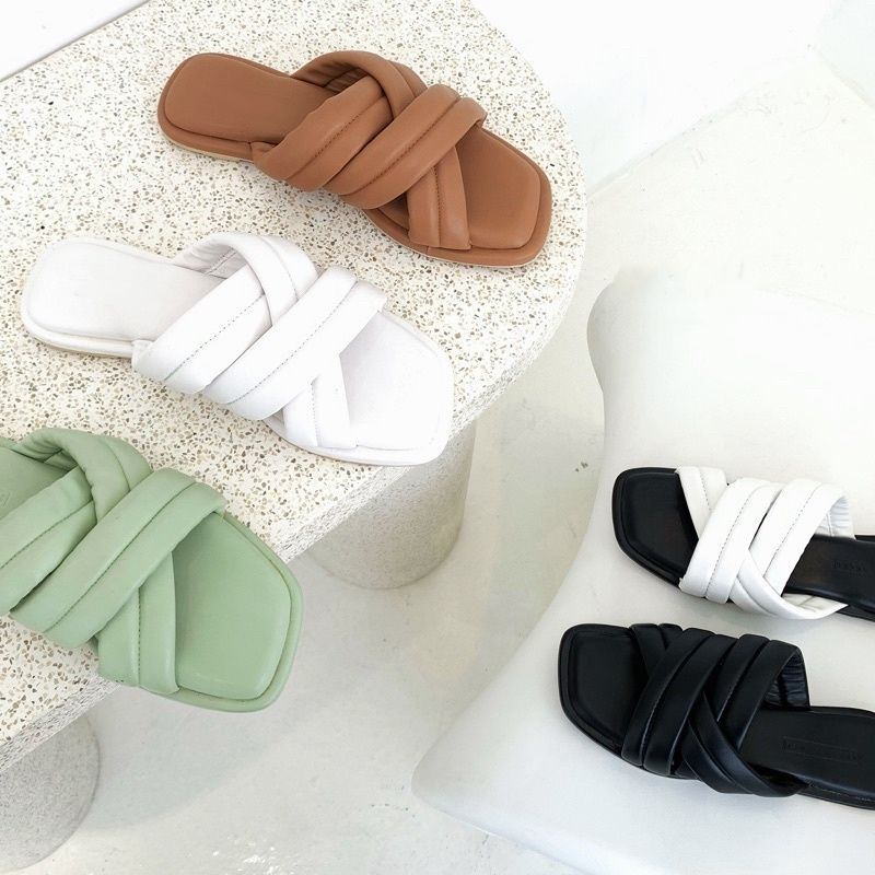 Sandal Wanita Wedges 3cm Puffy/Sendal Anak Dan Dewasa Tali Busa Empuk Women And Kids Slip On