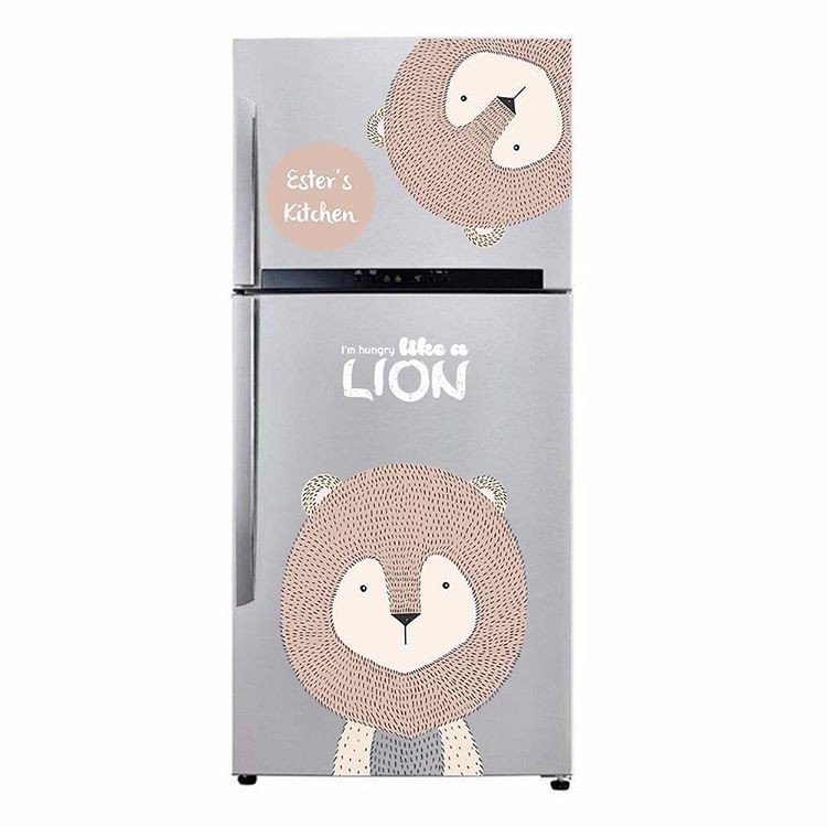 Sticker Kulkas 1 dan 2 Pintu Bahan Tebal Laminasi Doff Motif Custom Lion