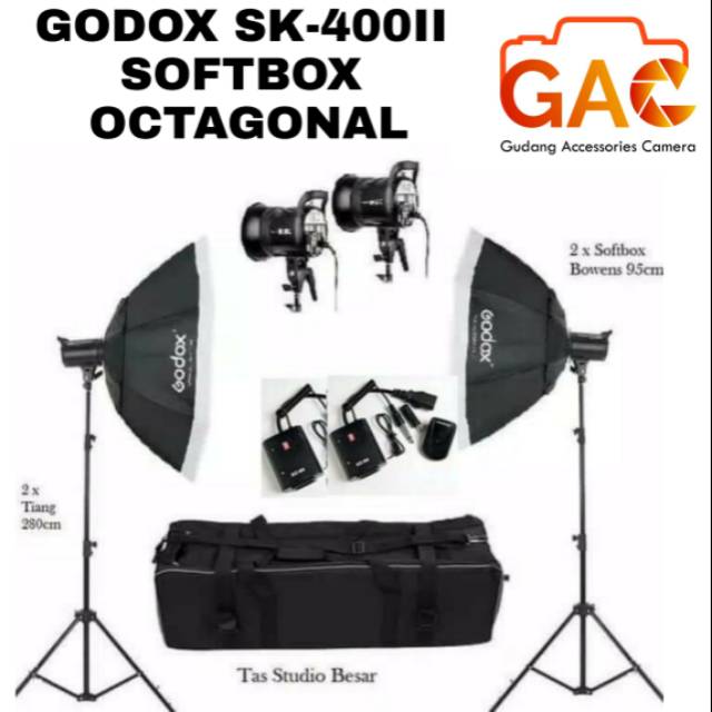 Paket lampu studio GODOX SK400II SK-400 + softbox OCTAGONAL GODOX