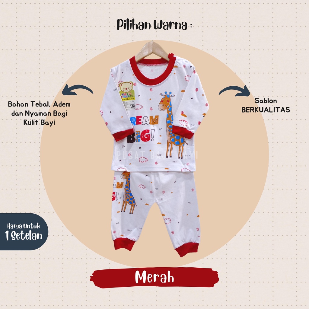 Setelan Baju Bayi Panjang 3 - 12 Bulan merk SNI BOLO - BOLO motif DREAM BIG