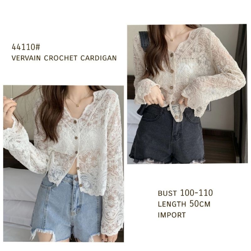 MDLV ~ 44110 VERVAIN CROCHET CARDIGAN KOREA TERBARU CARDIGAN BRUKAT CARDIGAN LACE FASHION IMPORT