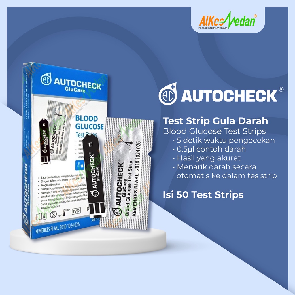 STRIP AUTOCHECK GLUCARE GLUCOSE TEST STRIPS CEK GULA DARAH ALKES MEDAN