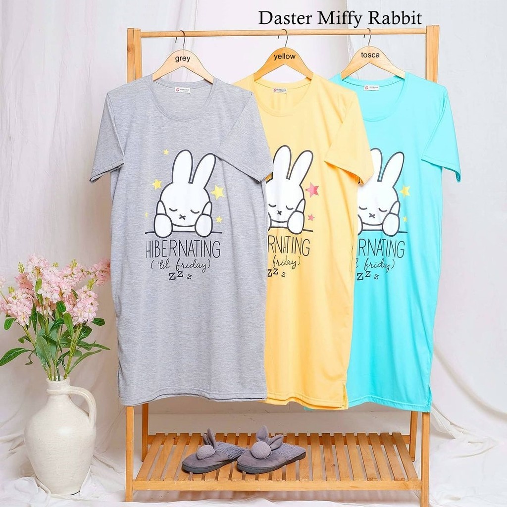 Daster Midi Kaos Motif Sabon / Daster Motif Miffy Rabbit by Cherish